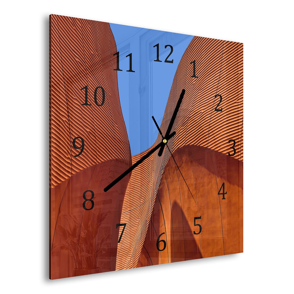 Wanduhr 30x30 - Wellenförmige Mauern