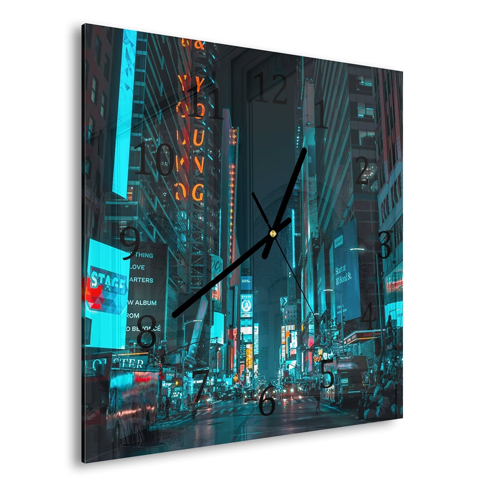 Wanduhr 30x30 - Nacht in der Stadt