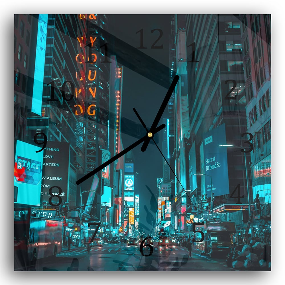 Wanduhr 30x30 - Nacht in der Stadt
