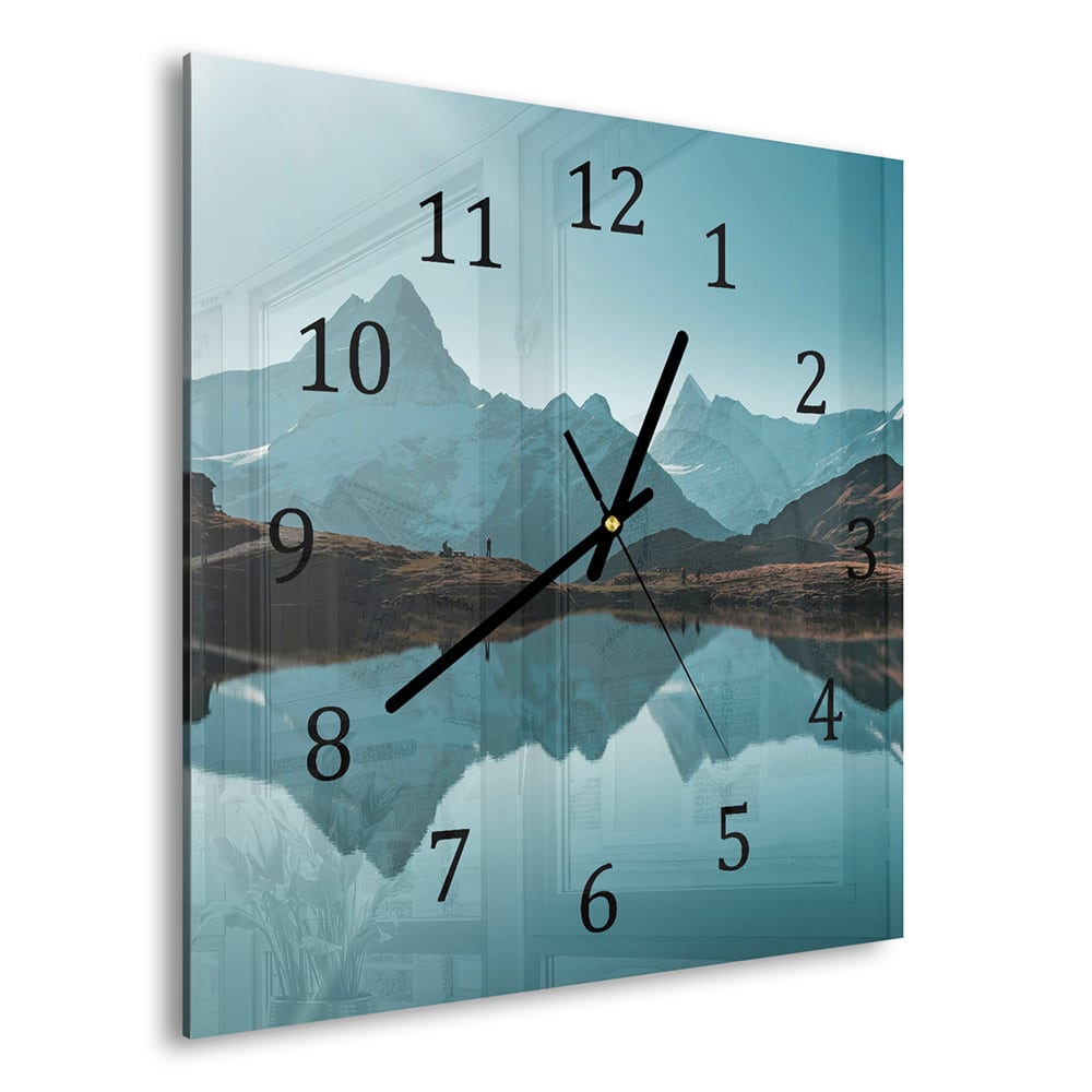 Wanduhr 30x30 - Ruhiger Bergsee