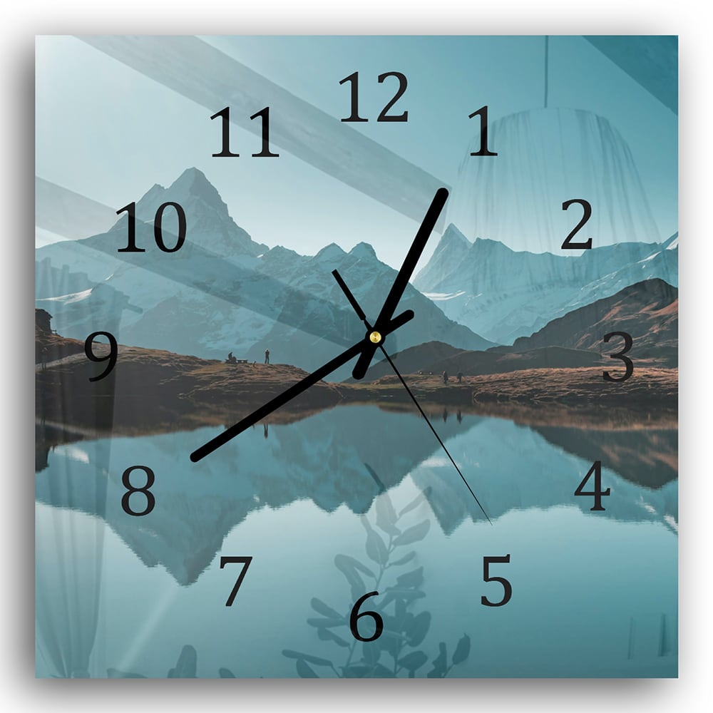Wanduhr 30x30 - Ruhiger Bergsee