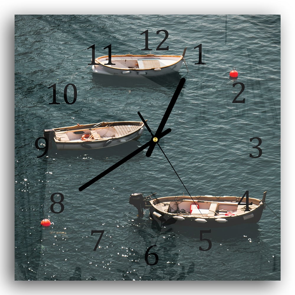 Wanduhr 30x30 - Boote im Wasser