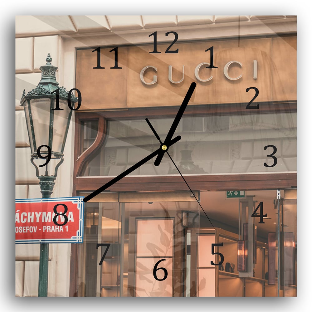 Wanduhr 30x30 - Gucci-Geschäft Front