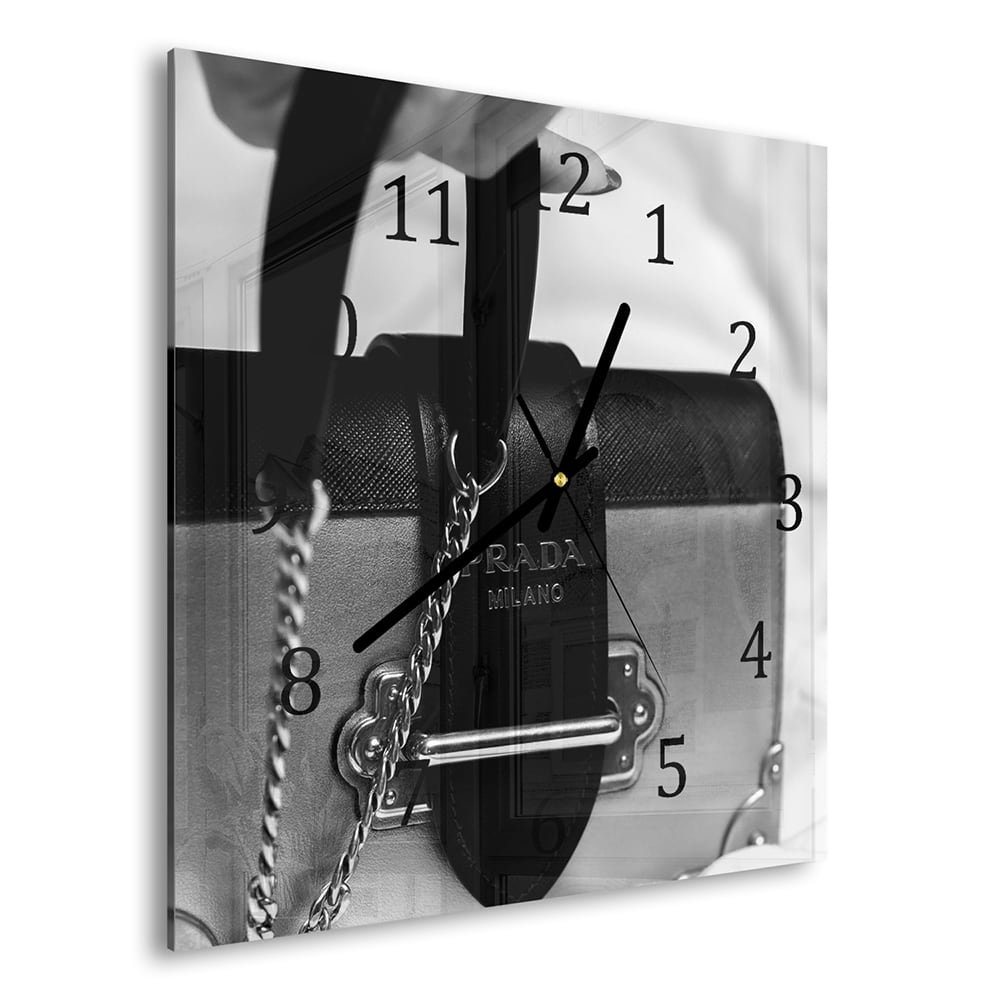 Wanduhr 30x30 - Prada Milano Tasche
