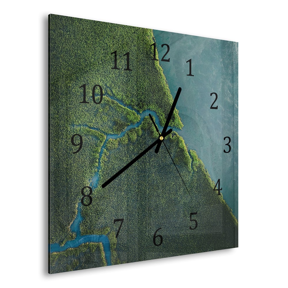 Wanduhr 30x30 - Mangrovenwald von oben