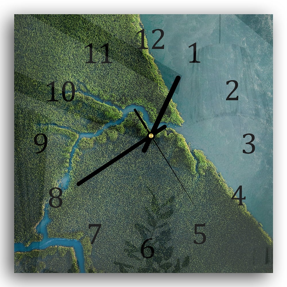 Wanduhr 30x30 - Mangrovenwald von oben