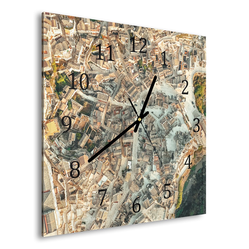 Wanduhr 30x30 - Straßenstruktur von oben
