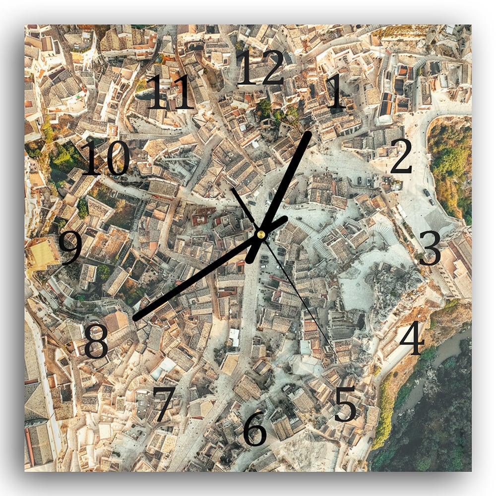 Wanduhr 30x30 - Straßenstruktur von oben