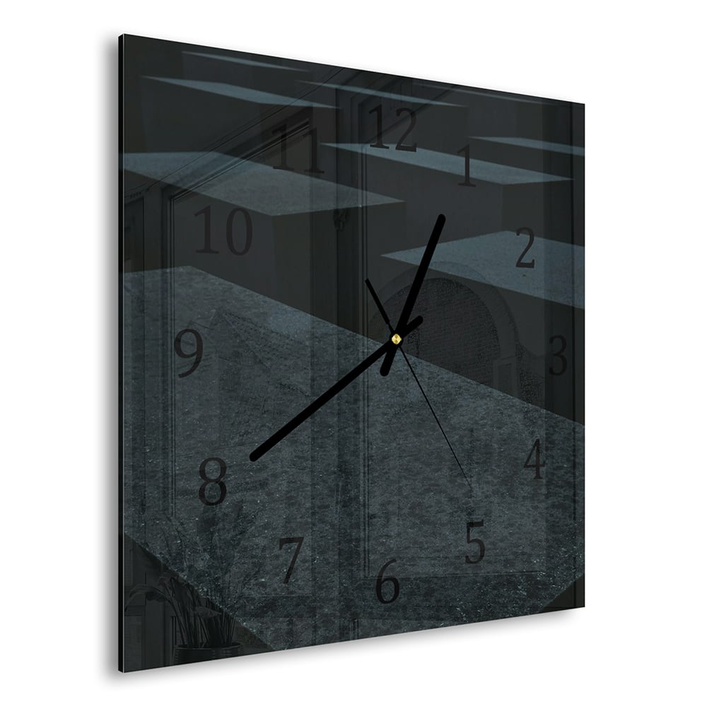 Wanduhr 30x30 - Schwarze Steine