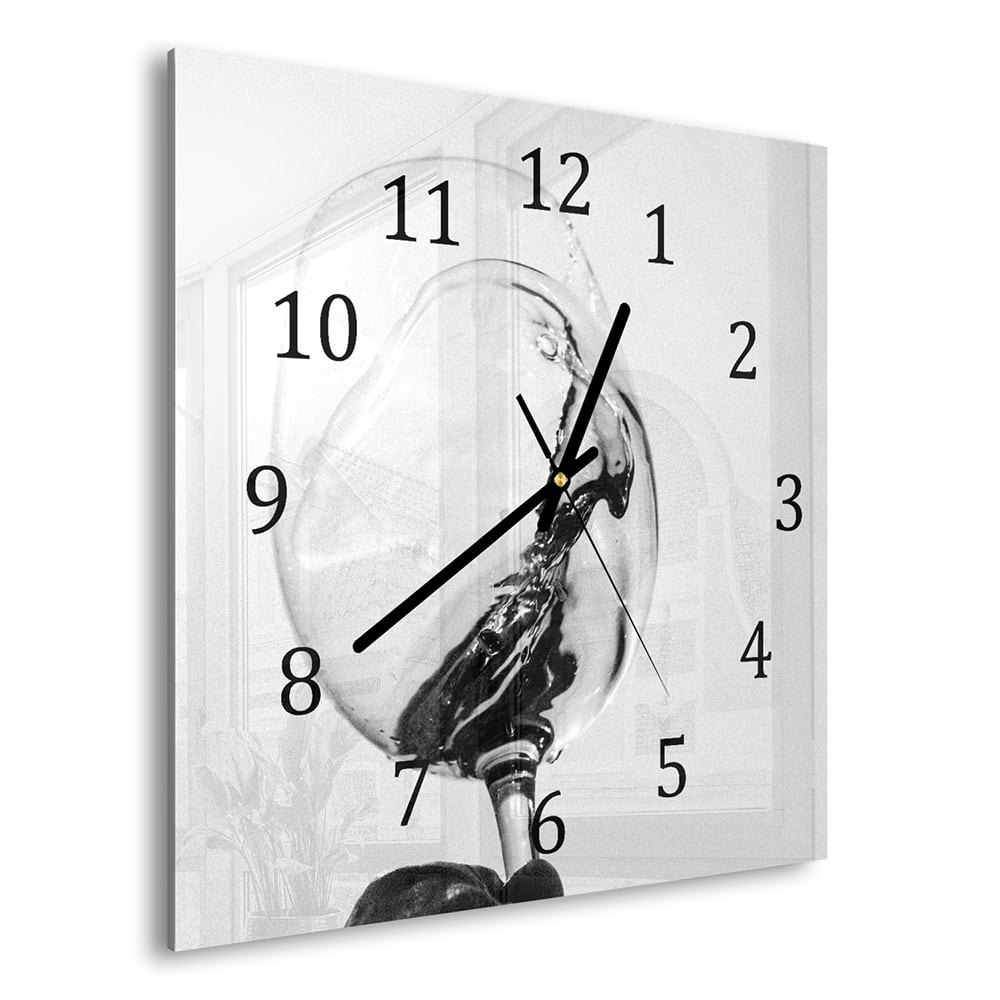 Wanduhr 30x30 - Wein in Schwarz-Weiß
