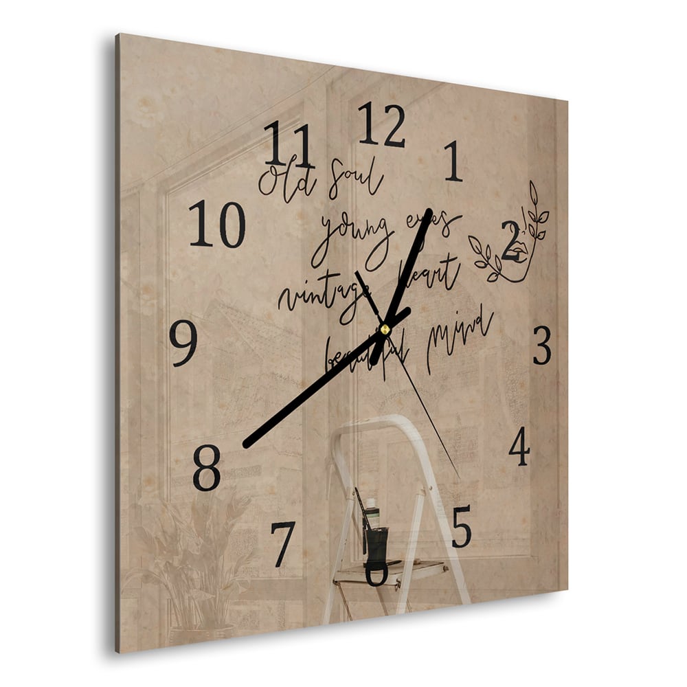 Wanduhr 30x30 - Zitat an der Wand