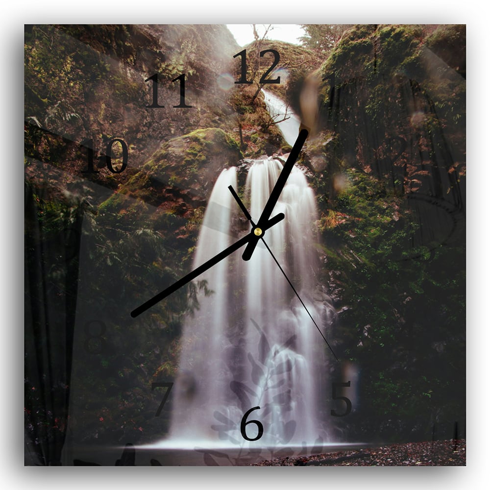 Wanduhr 30x30 - Wasserfall in der Natur