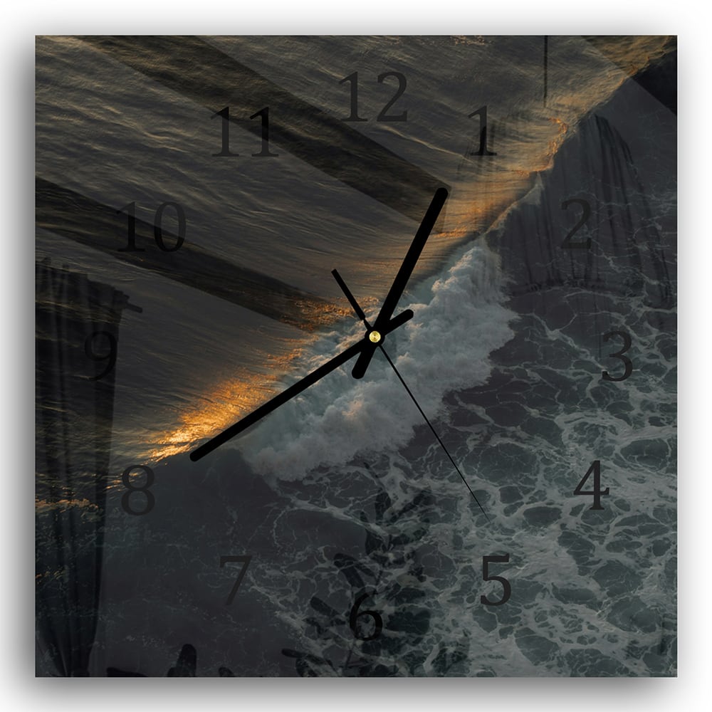 Wanduhr 30x30 - Wellen am Abend