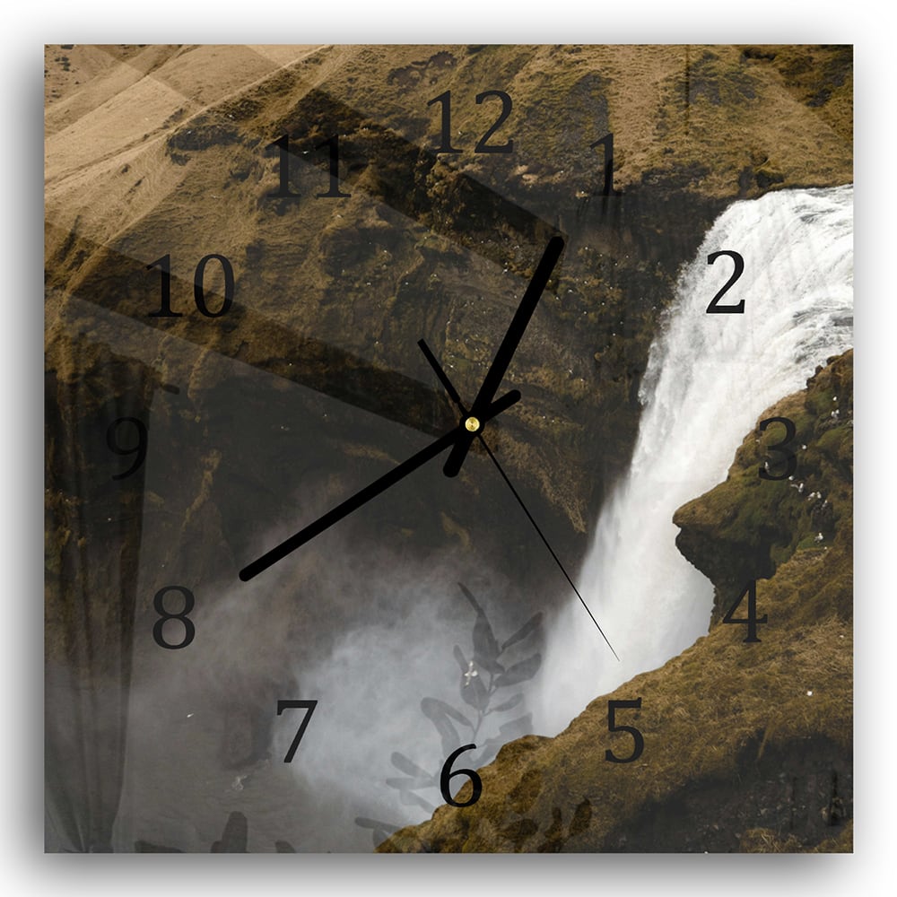 Wanduhr 30x30 - Wasserfall in den Bergen
