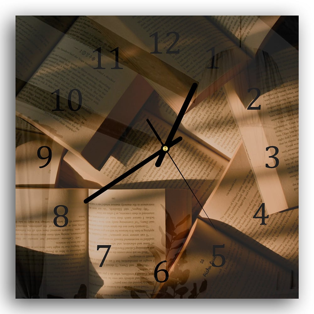 Wanduhr 30x30 - Bücher-Textur