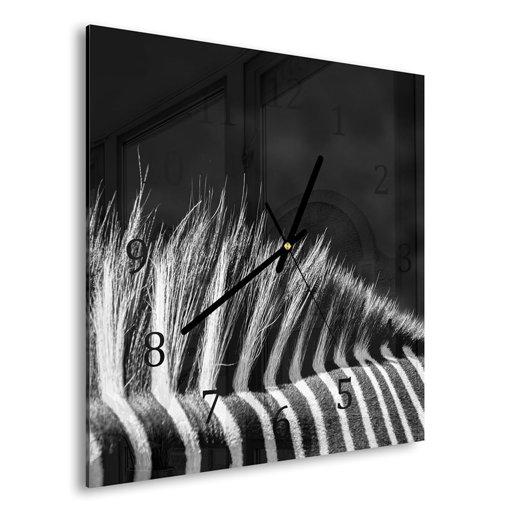 Wanduhr 30x30 - Schwarz-weiß Zebra