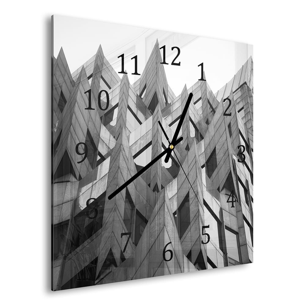 Wanduhr 30x30 - Schwarz-Weiße Architektur