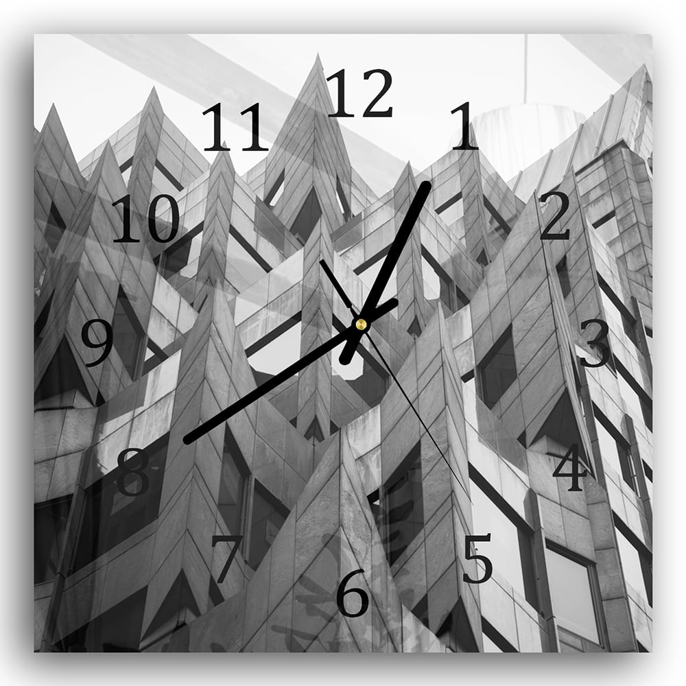 Wanduhr 30x30 - Schwarz-Weiße Architektur