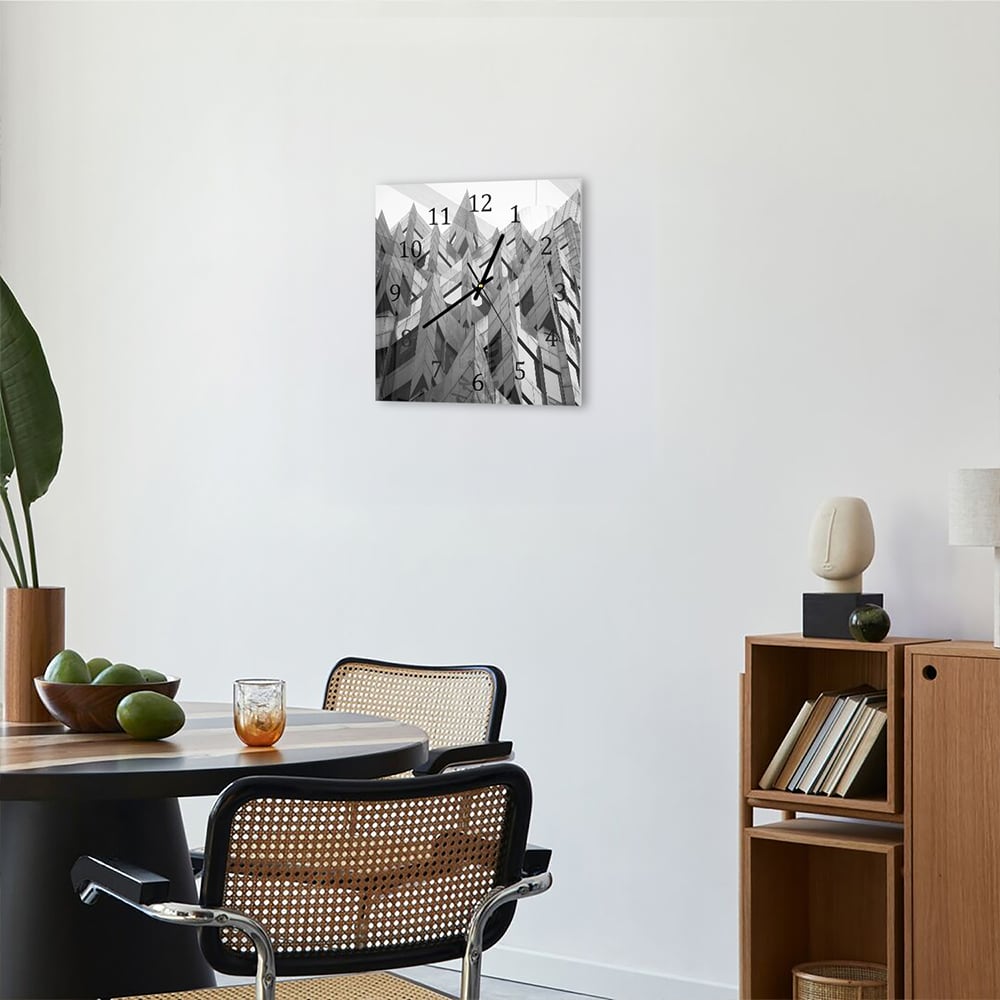 Wanduhr 30x30 - Schwarz-Weiße Architektur