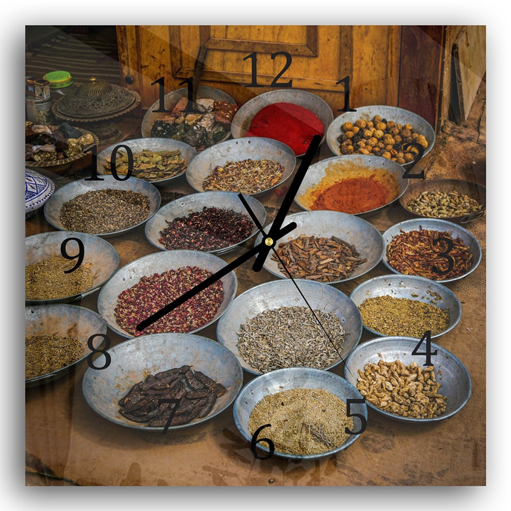 Wanduhr 30x30 - Orientalischer Gewürzmarkt