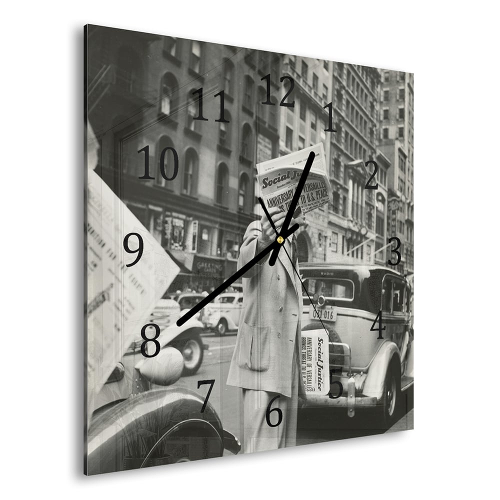 Wanduhr 30x30 - New York in Schwarz-Weiß