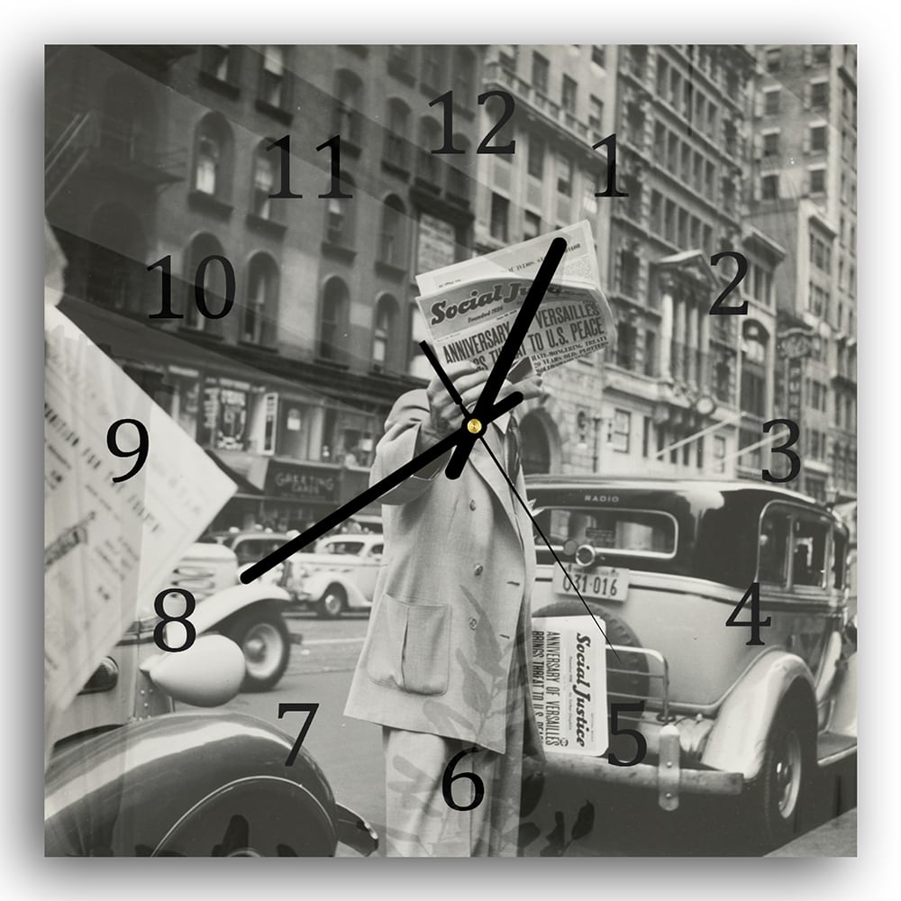 Wanduhr 30x30 - New York in Schwarz-Weiß