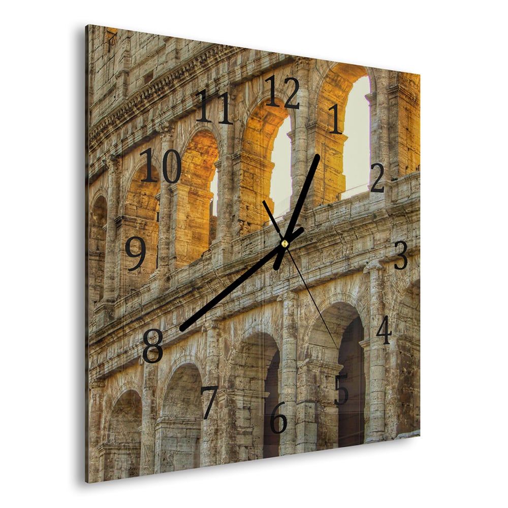 Wanduhr 30x30 - Kolosseum Nahaufnahme