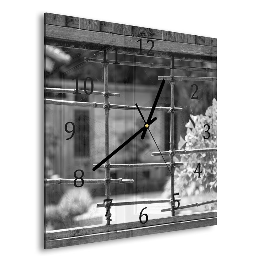 Wanduhr 30x30 - Schwarz-weiß Fenster
