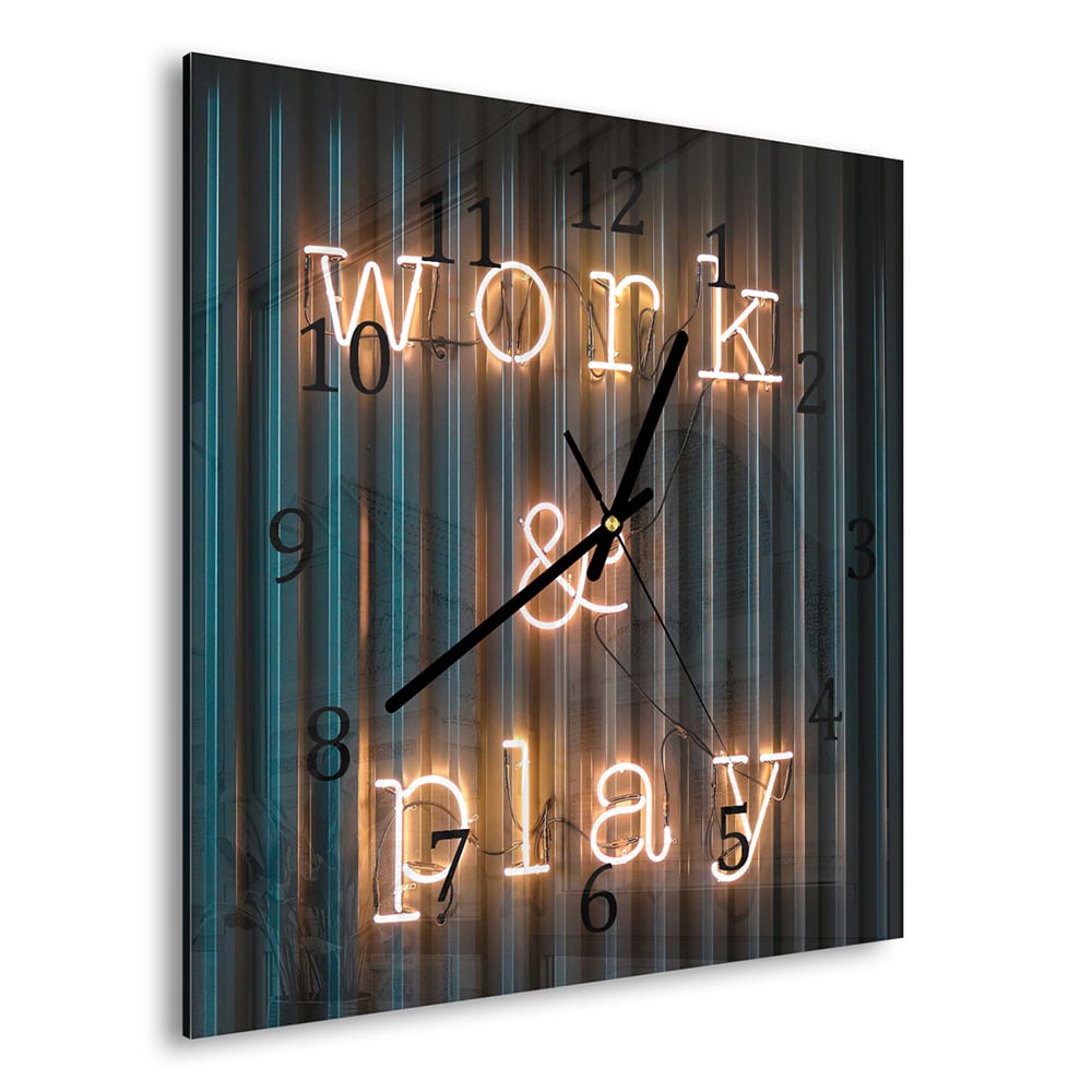Wanduhr 30x30 - Work & Play