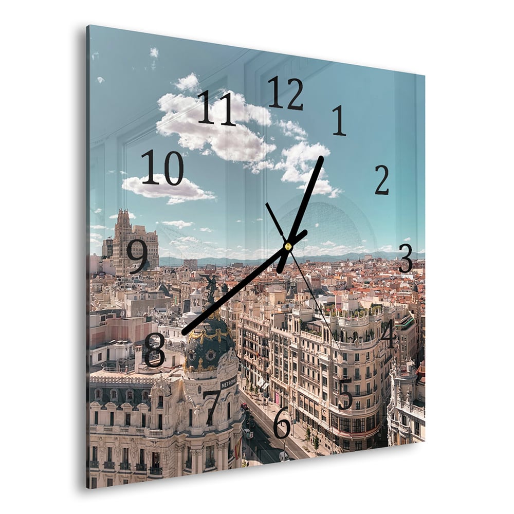 Wanduhr 30x30 - Straßen von Madrid