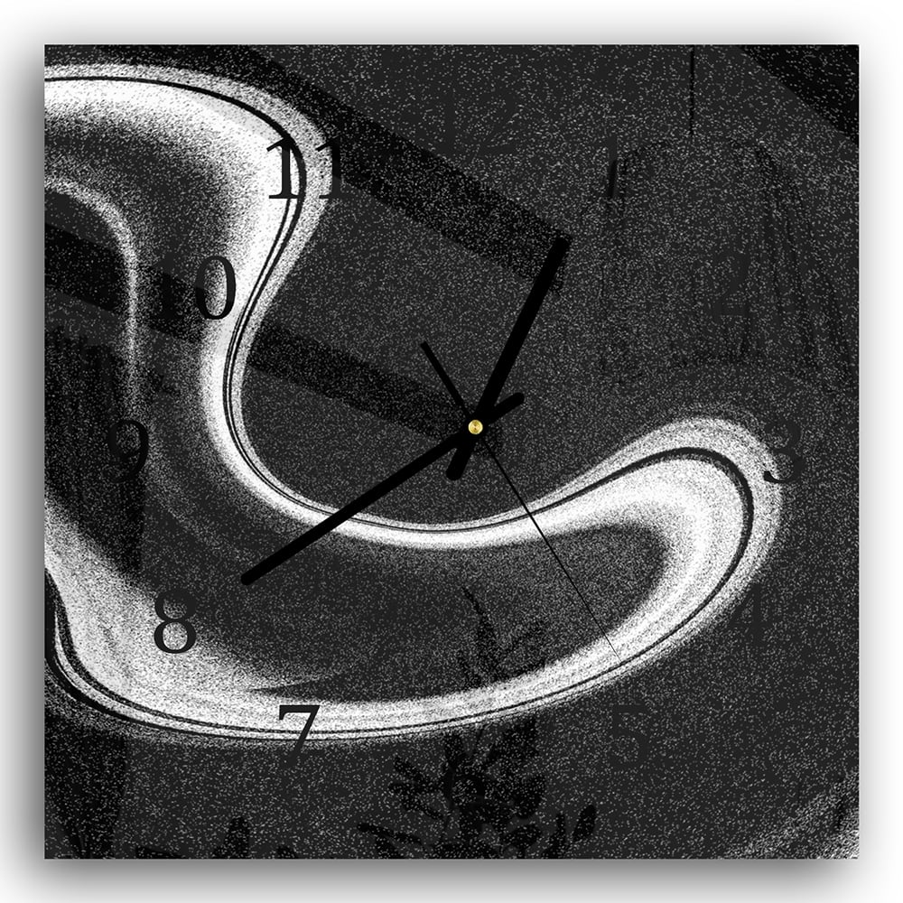 Wanduhr 30x30 - Schwarz-weiß abstrakt