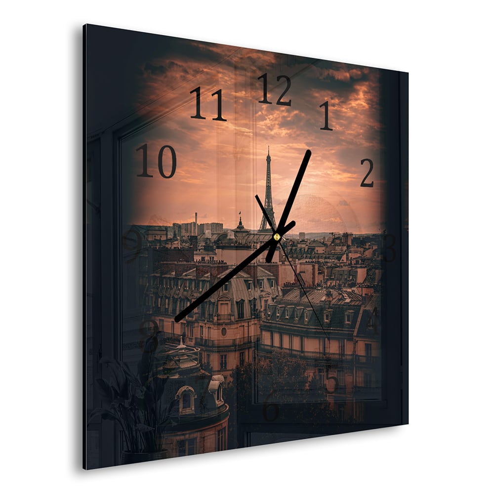 Wanduhr 30x30 - Paris in der Dämmerung