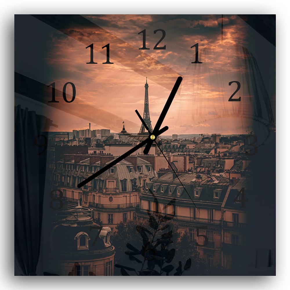 Wanduhr 30x30 - Paris in der Dämmerung