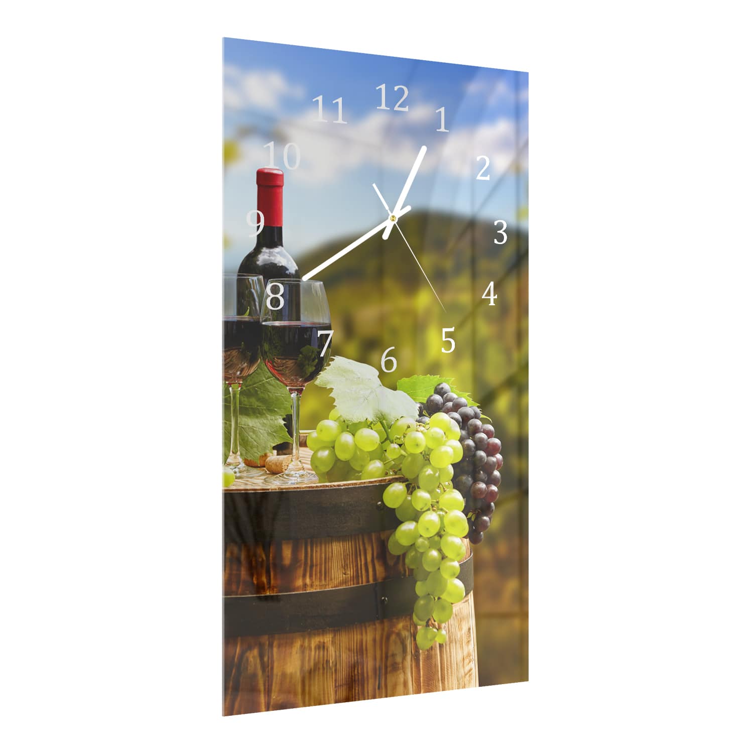 Wanduhr 30x60 - Wein und Trauben