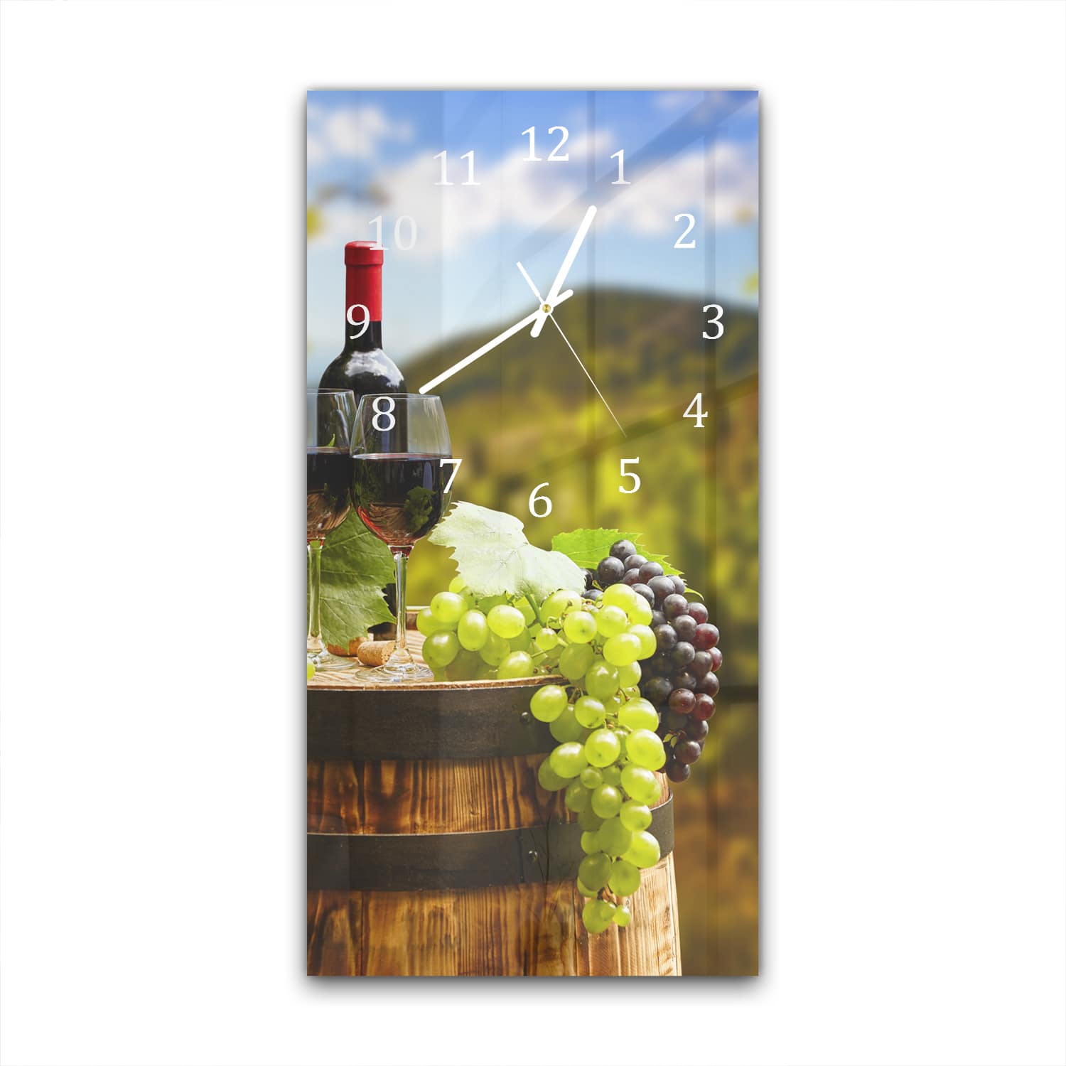 Wanduhr 30x60 - Wein und Trauben