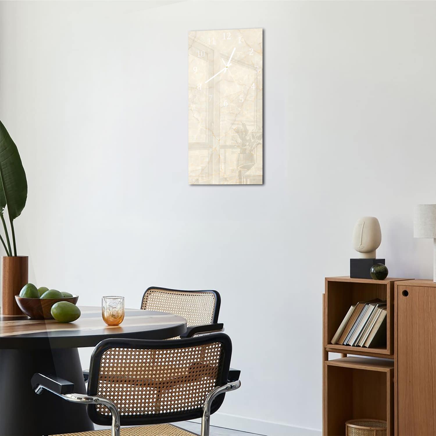 Wanduhr 30x60 - Sanft beiger Marmor