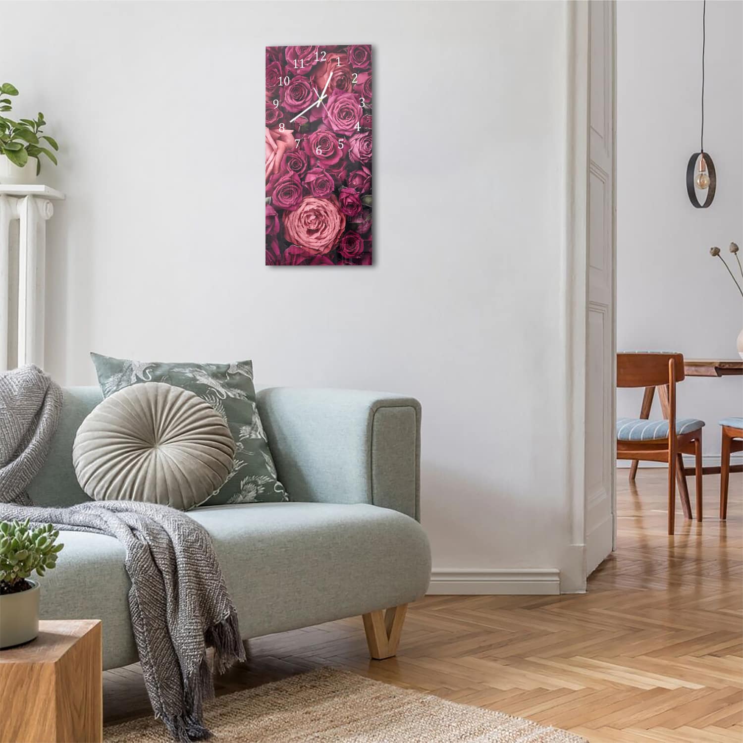 Wanduhr 30x60 - Hintergründe von Rosen
