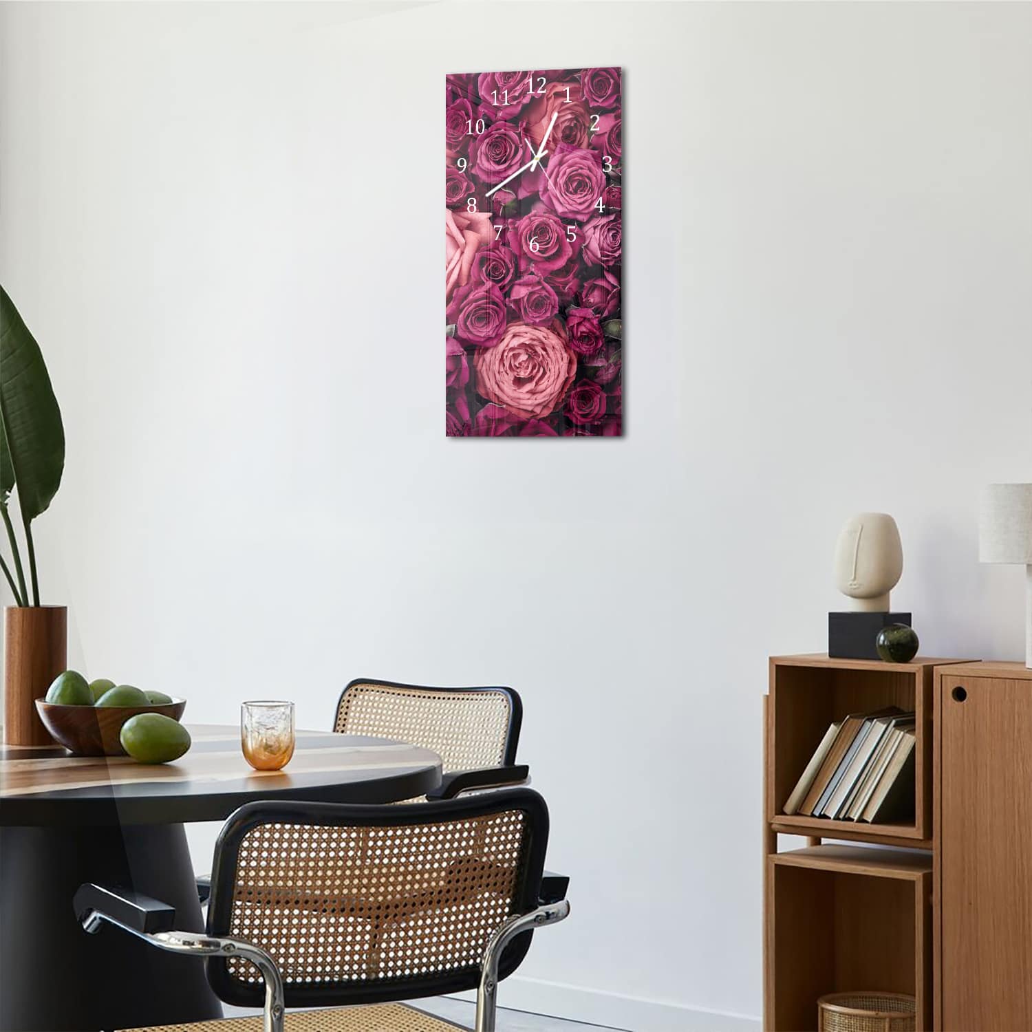Wanduhr 30x60 - Hintergründe von Rosen