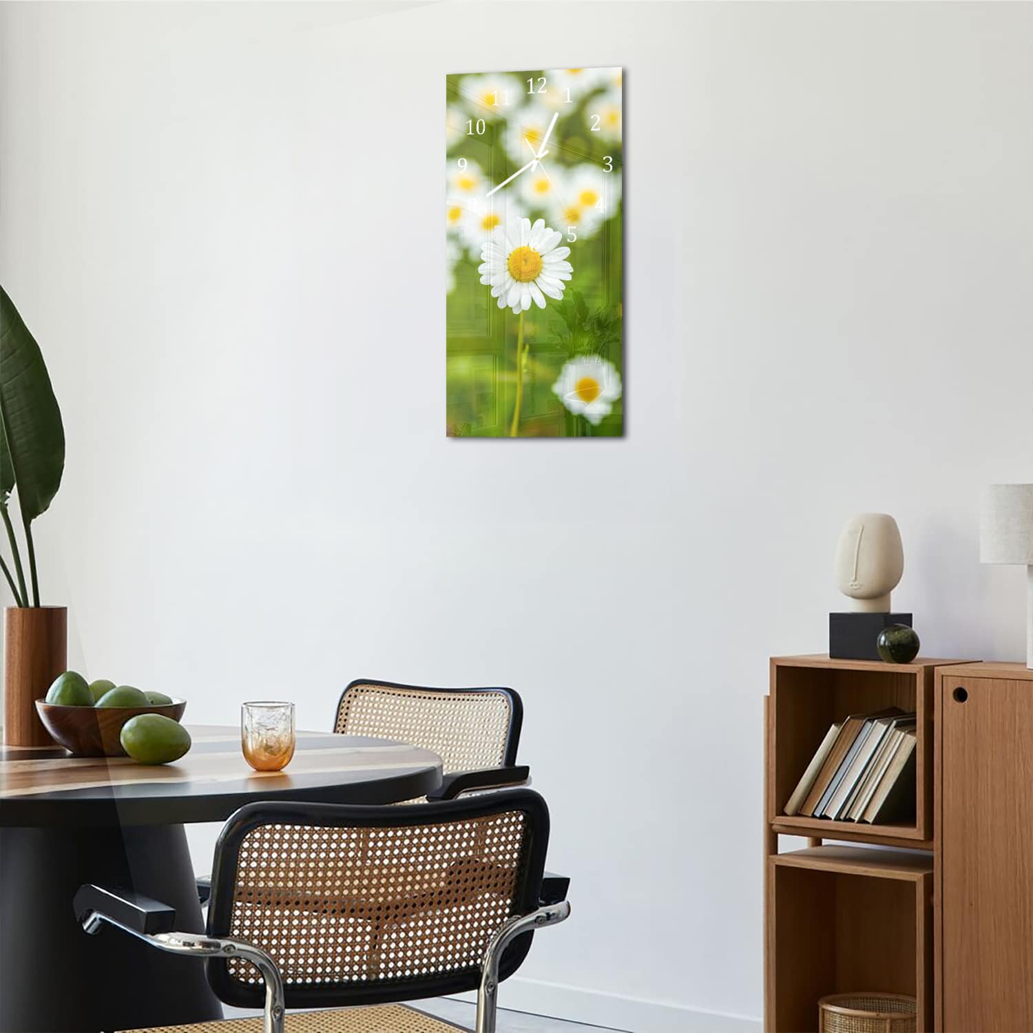Wanduhr 30x60 - Feld von Gänseblümchen