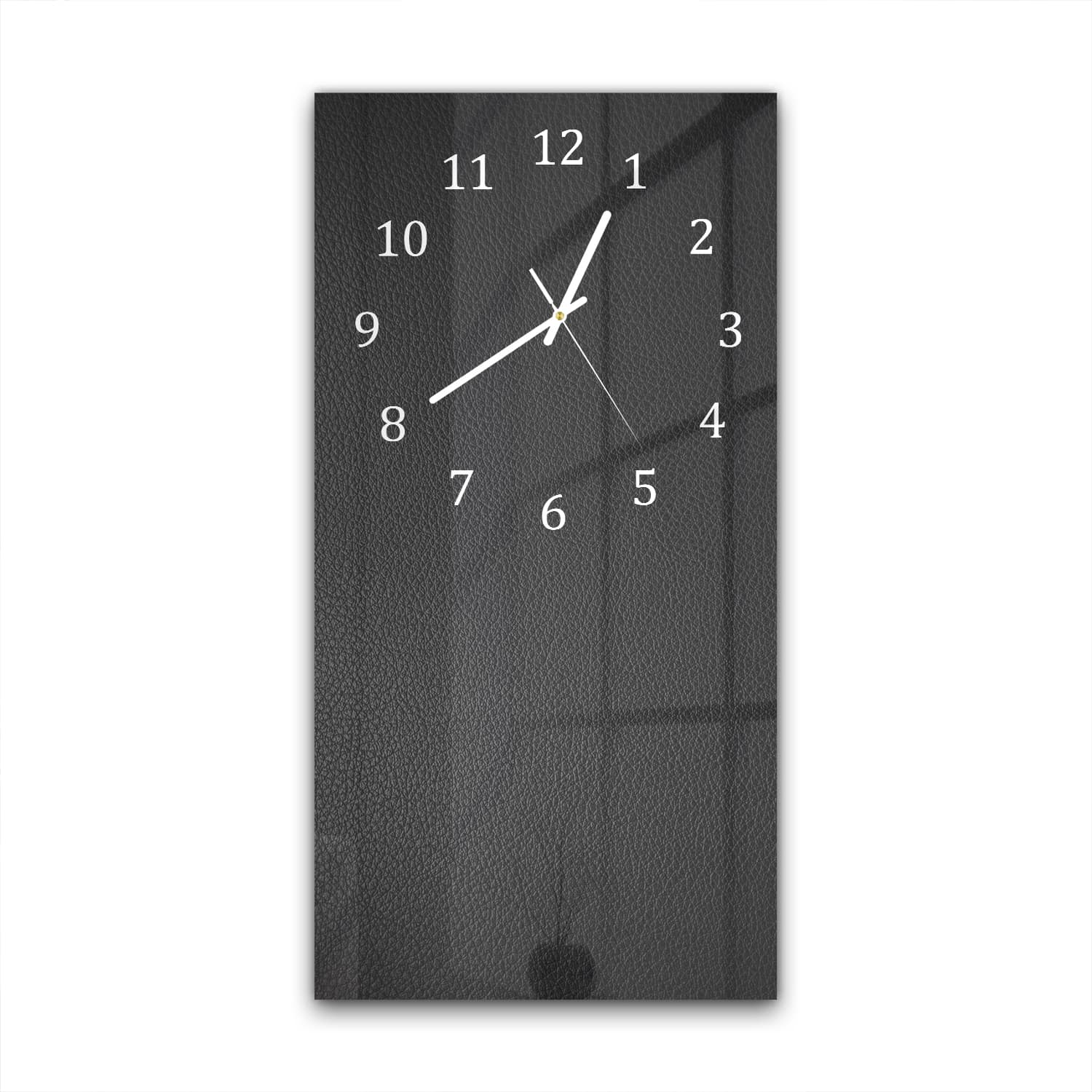 Wanduhr 30x60 - Schwarzes Leder