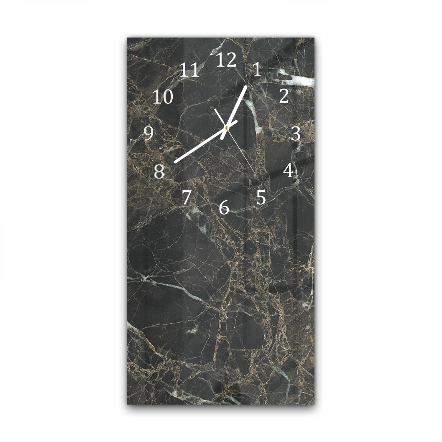 Wanduhr 30x60 - Schwarzer Marmor mit weißen Adern