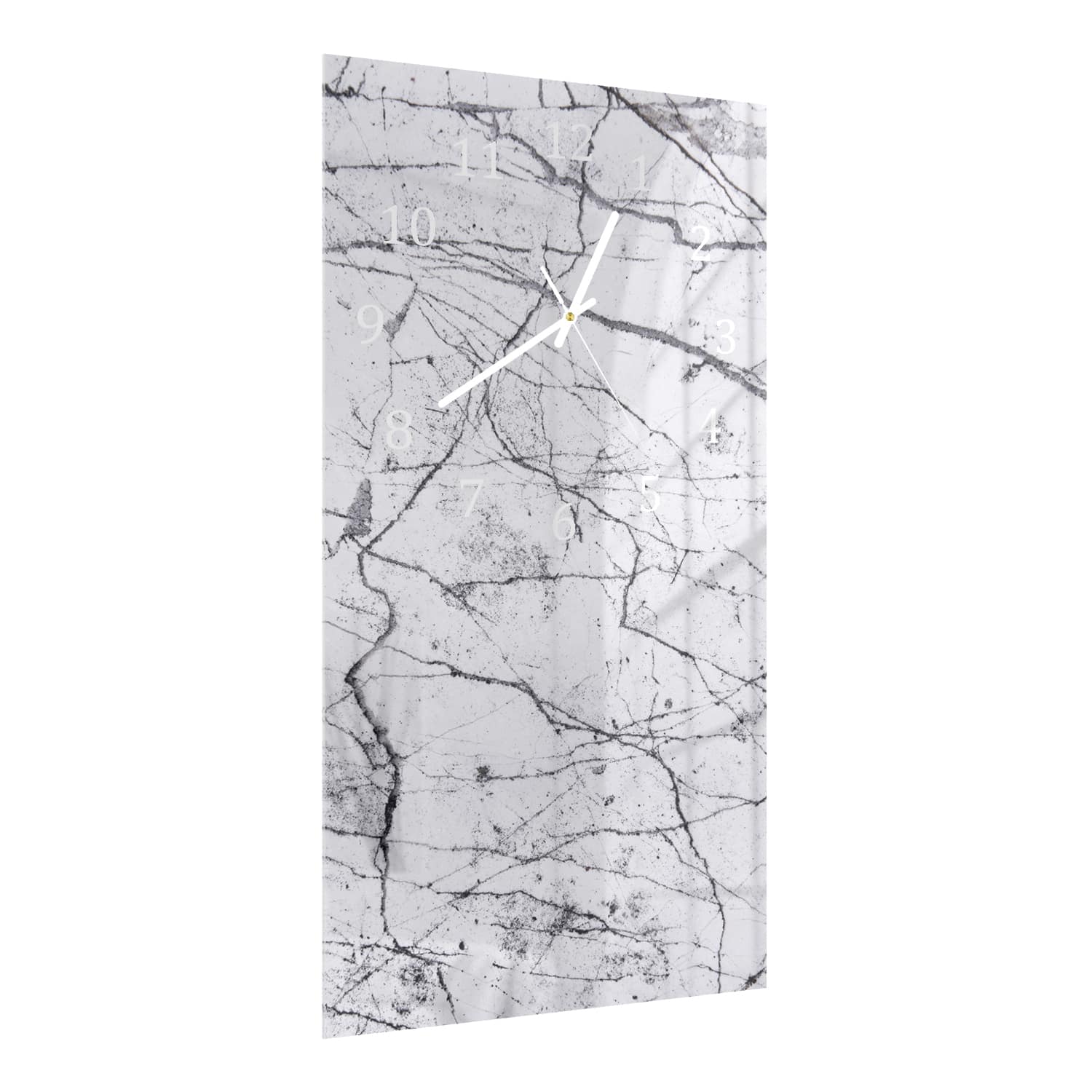 Wanduhr 30x60 - Weiß-schwarzer Marmor