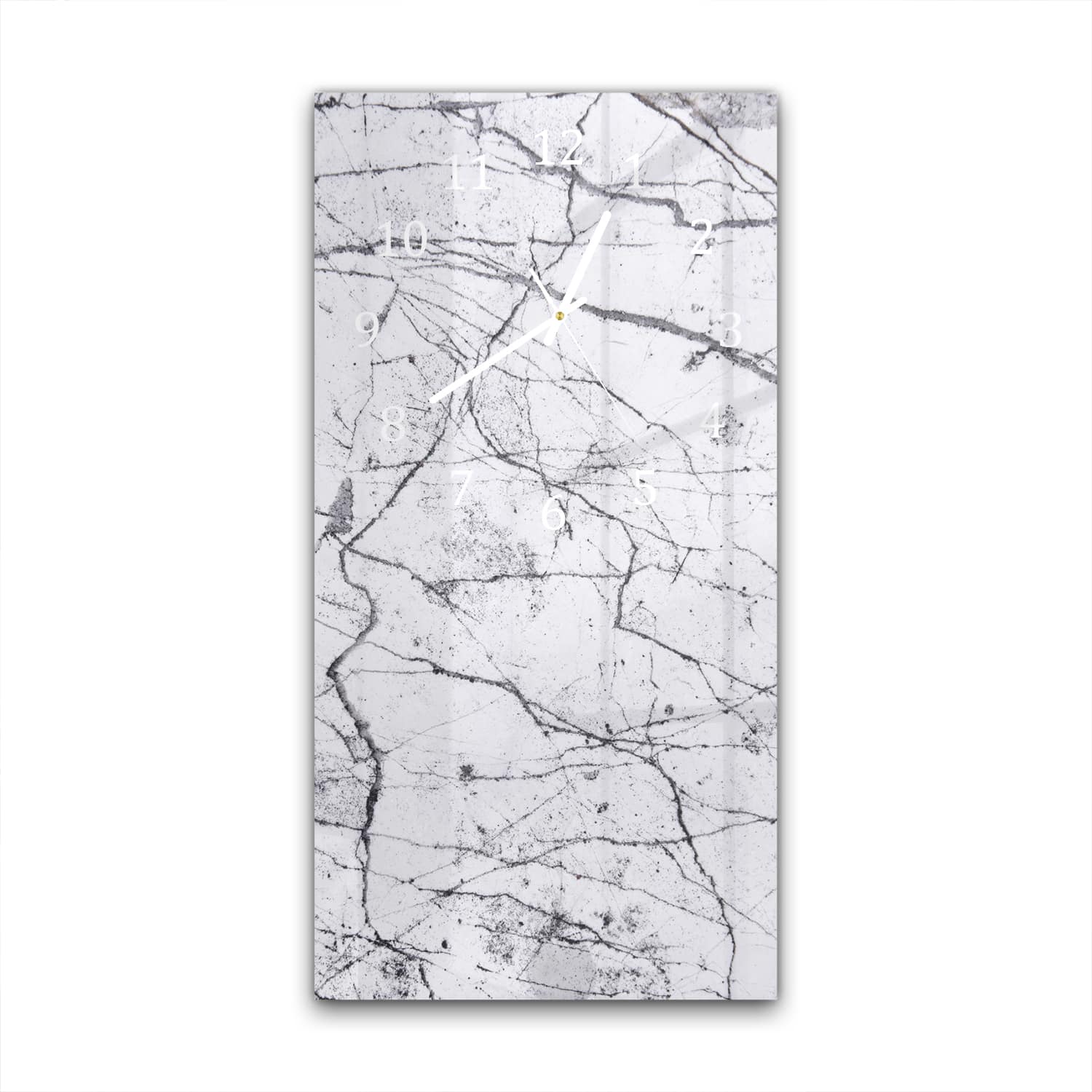 Wanduhr 30x60 - Weiß-schwarzer Marmor