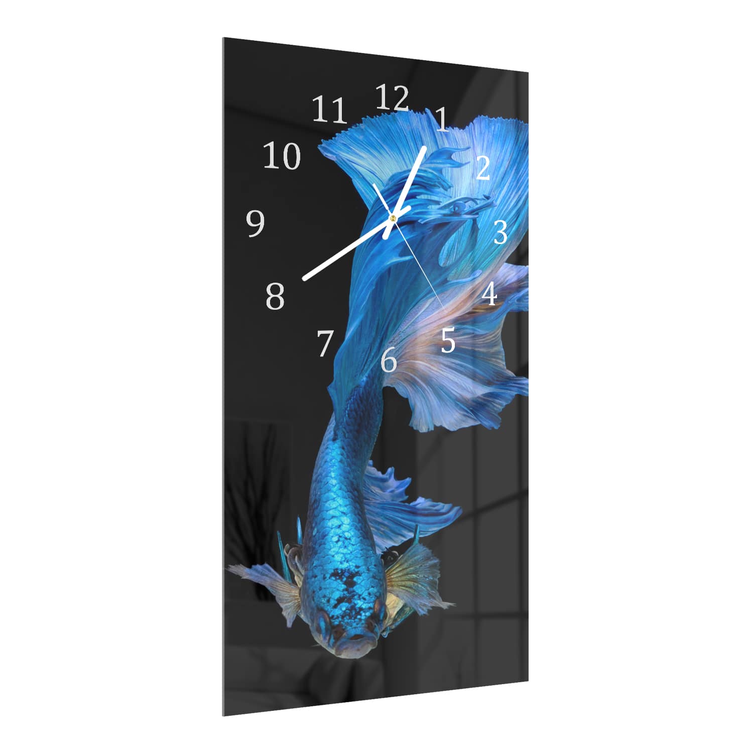 Wanduhr 30x60 - Blauer Fisch