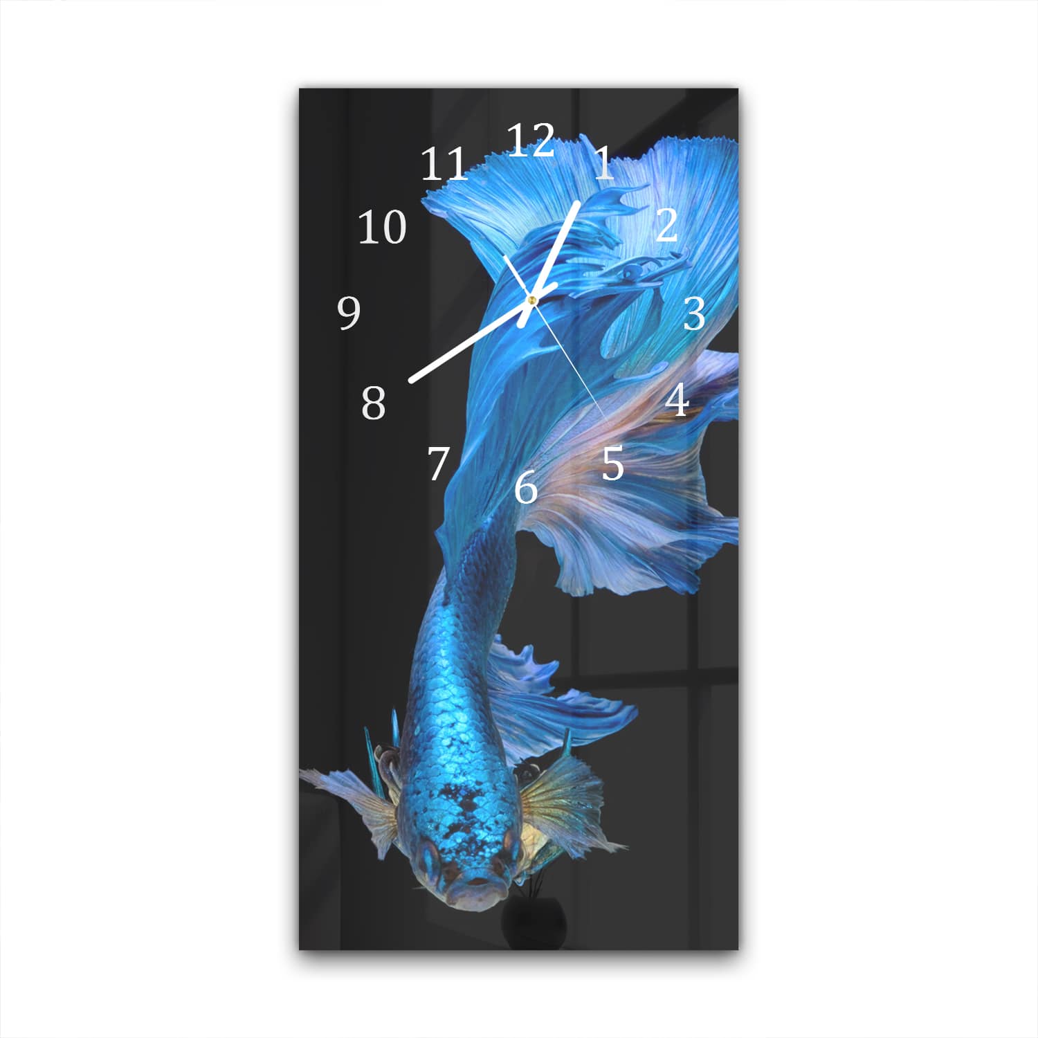 Wanduhr 30x60 - Blauer Fisch