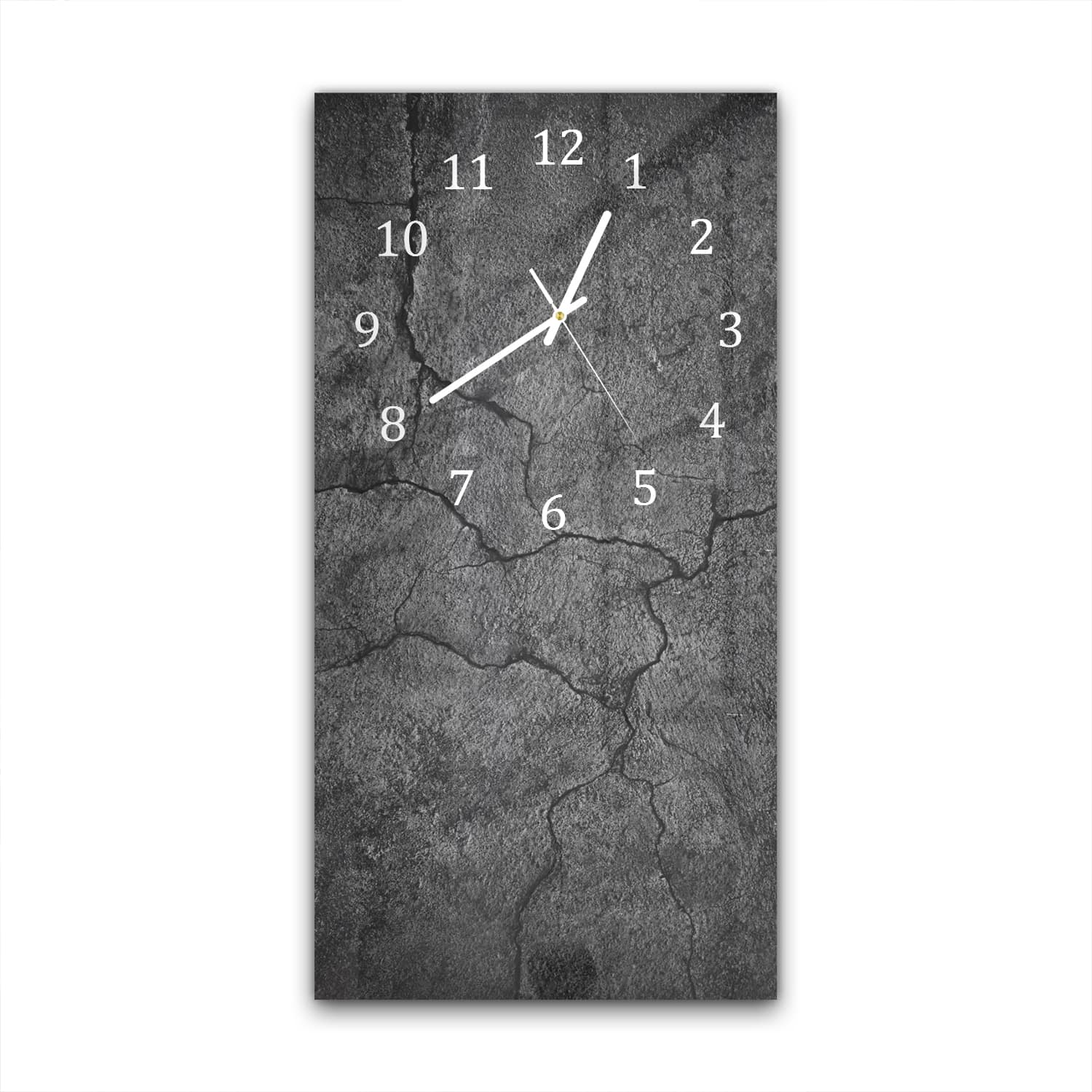 Wanduhr 30x60 - Schwarzer gerissener Beton