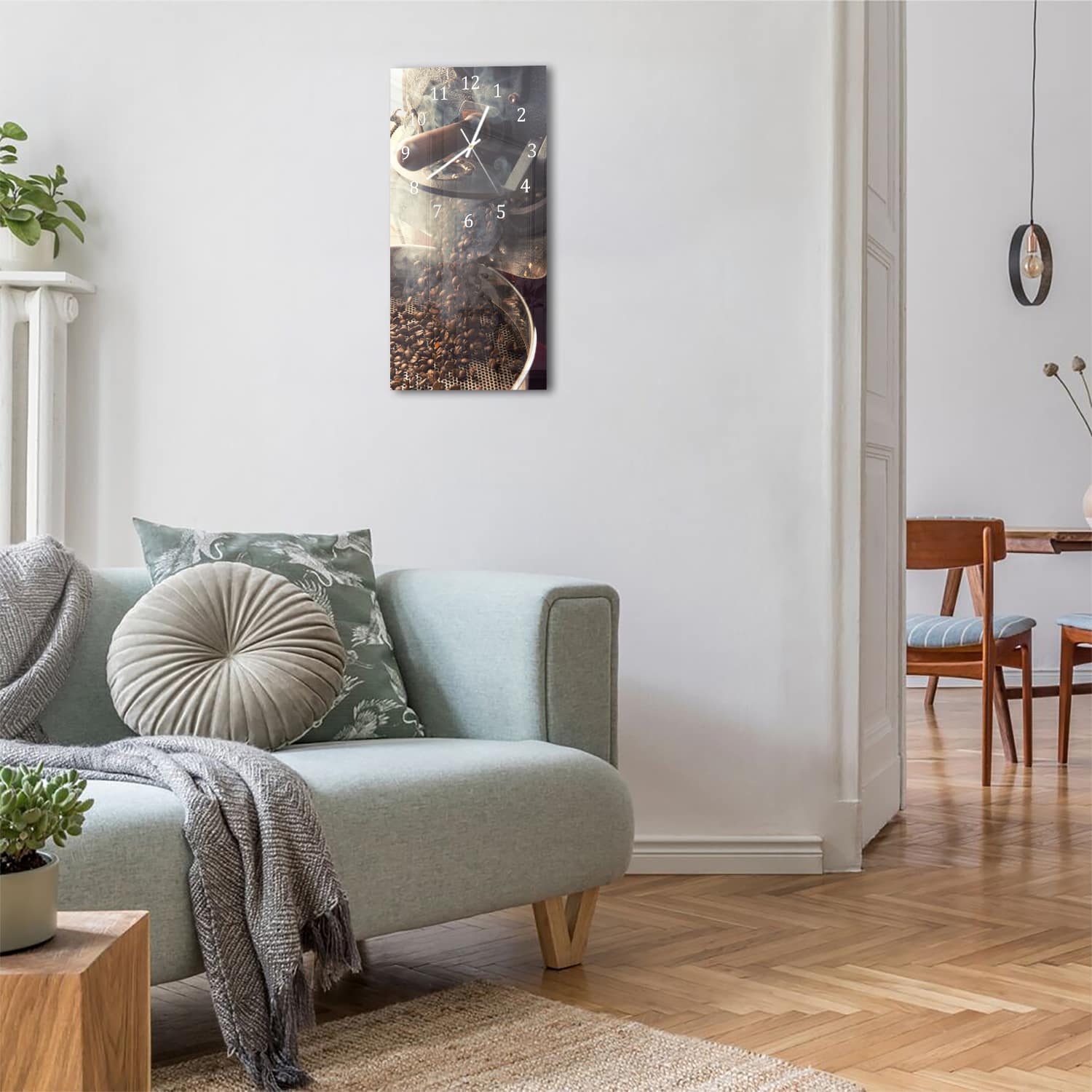 Wanduhr 30x60 - Frische Kaffeebohnen