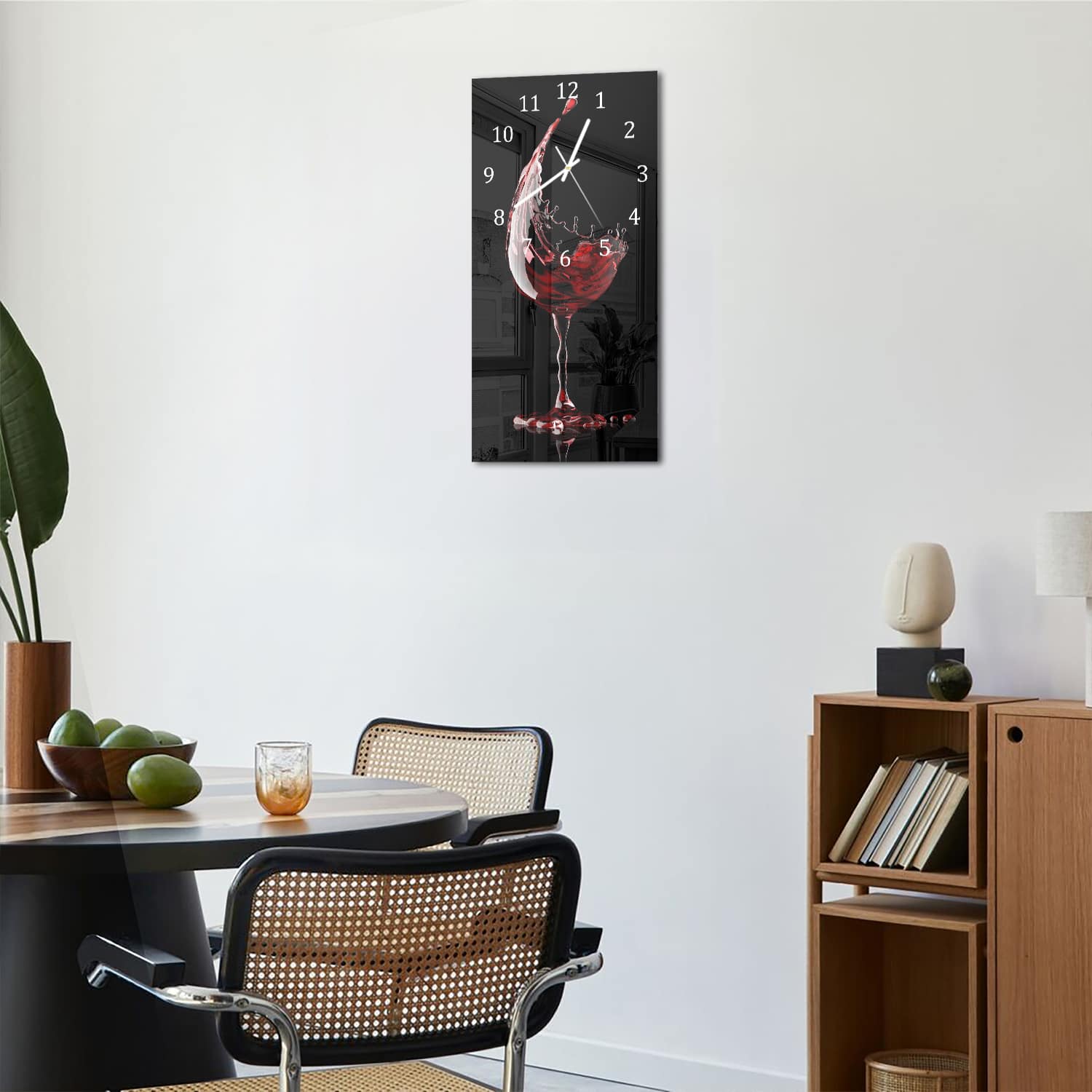 Wanduhr 30x60 - Flüssiges Weinglas