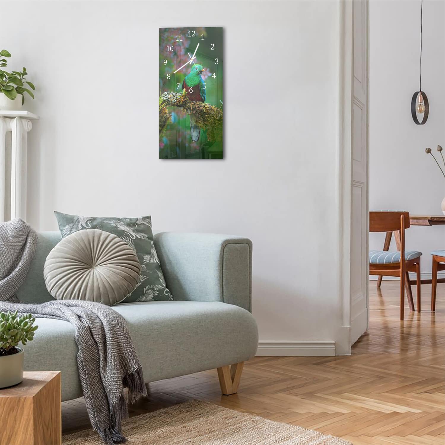 Wanduhr 30x60 - Quetzal-Vogel