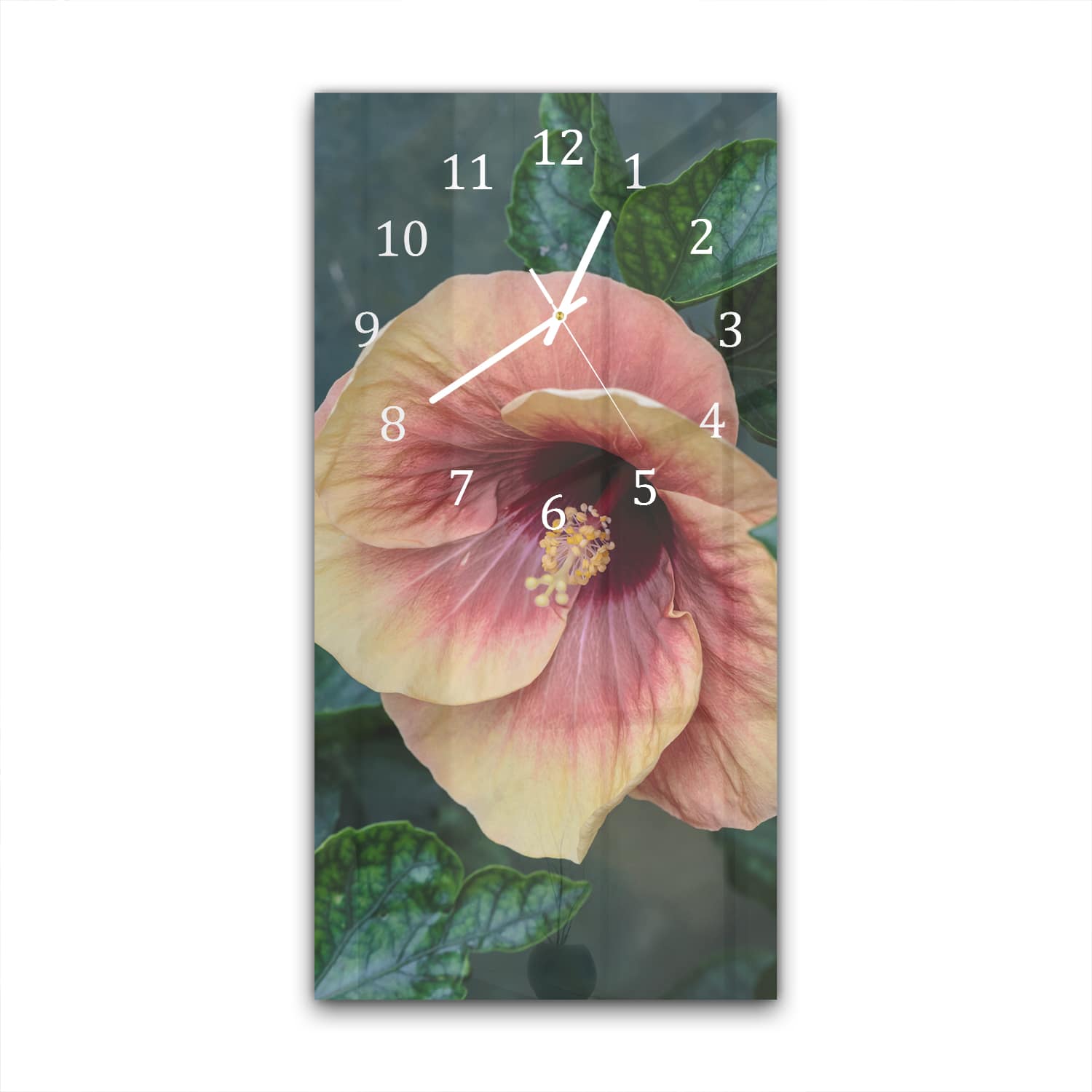 Wanduhr 30x60 - Tropische Hibiskus